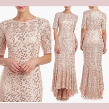 NEW 298 JS Collections  12  Elliot Sequin Mermaid Gown in Rose Gold J624