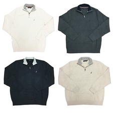 Nautica Pullover Sweater Mens 100 Cotton 1/4 Zip Heavyweight Top, 89