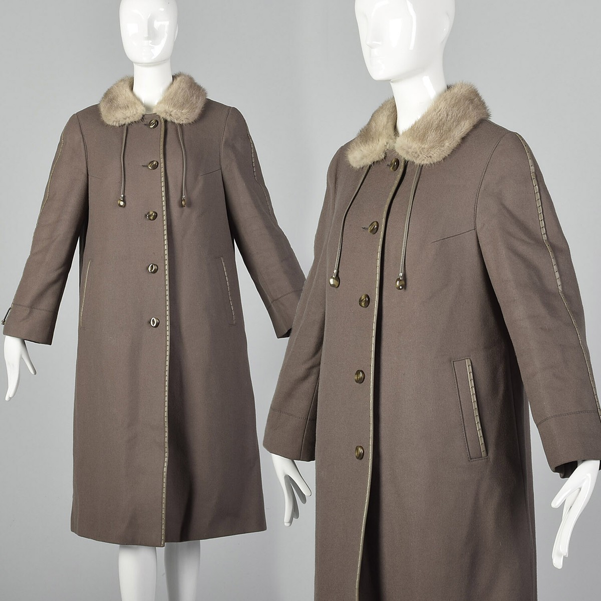 Medium 1970s Taupe Winter Coat Vintage Wool VTG Jacket Fur Medium 1970s Taupe Winter Coat Vintage Wool VTG Jacket Fur
