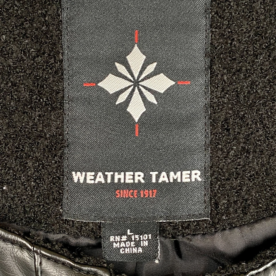 Weather Tamer Womens Jacket Sz L Black Gray Faux Leather Zip Long Sleeve - Image 3 of 4