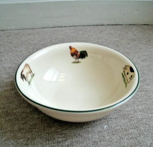 Vintage TG Green Cloverleaf Farm Animals Large Serving Bowl / Mixing Bowl 11''