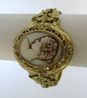 Vintage Milk Glass Cameo Clamper Bracelet