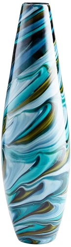 Chalcedony Large 19 3/4" High Multi-Color Blue Glass Vase - Picture 1 of 3