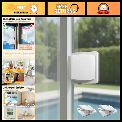 Child Safety Sliding Door Lock 2-Pack for Glass/Patio Doors & Windows - Easy Ins