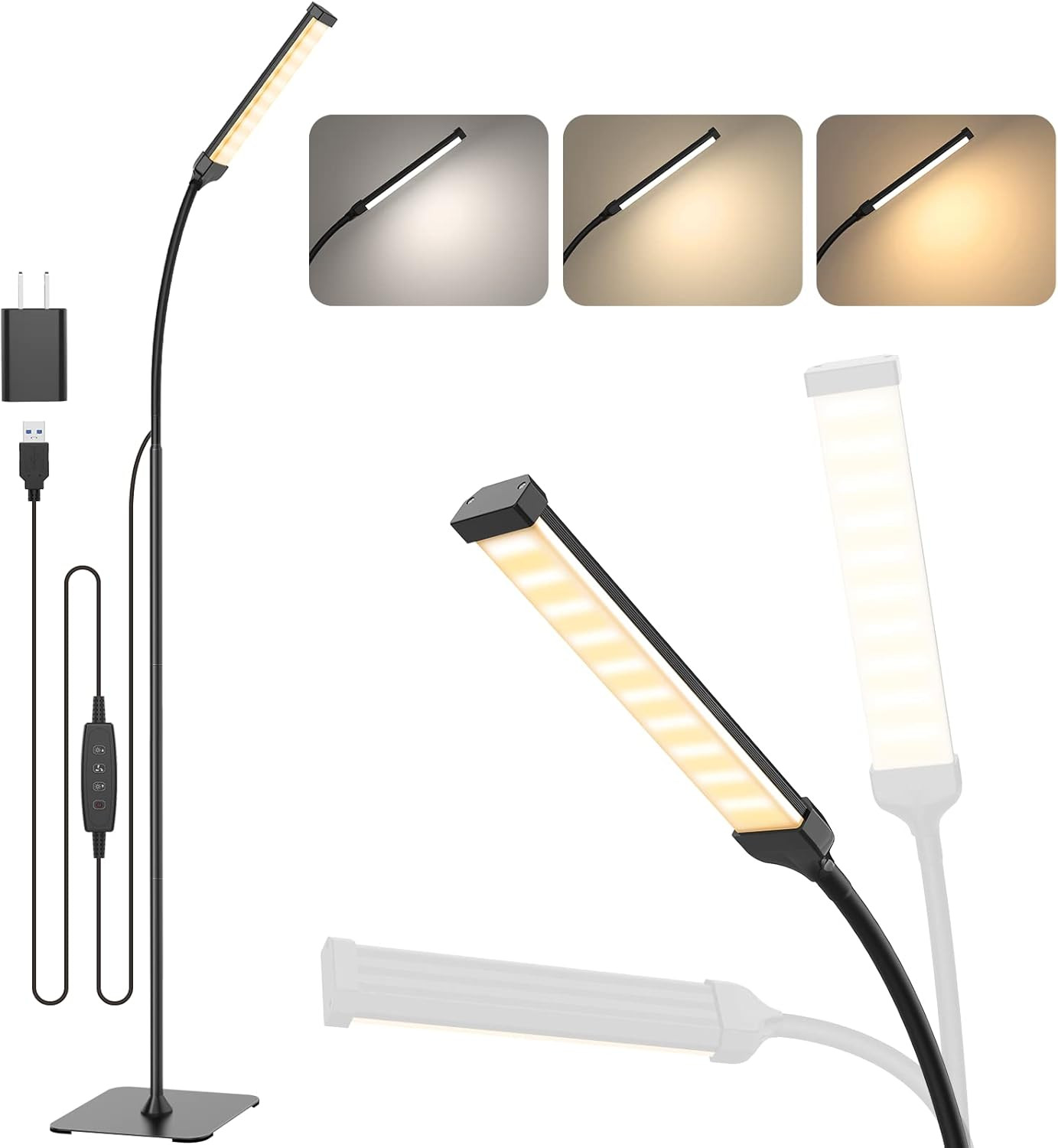 Lampada Da Terra 120 LED 10W, Piantana Con 3 Di Colore E 10 Luminosità, Lampada 