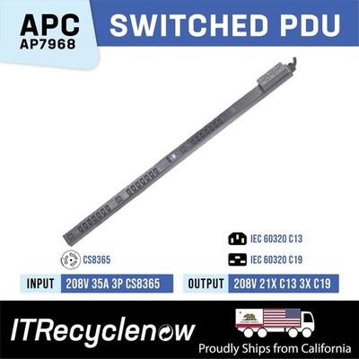 CS8365 Switched 21x C13 3x C19 3Ph 208V 12.5kW APC AP7968 PDU Zero U 24 Outlet
