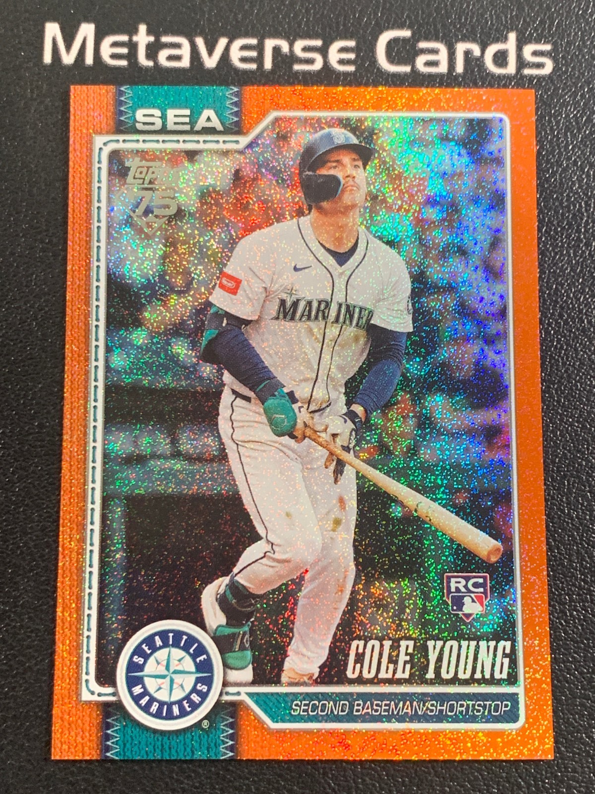 2026 Topps Series 1 Rookie Orange Sandglitter #129 RC Cole Young 17/25 Mariners