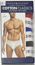 Tommy Hilfiger Men's 4-Pack Cotton Classics Briefs Large (36-38)  Blue/Red/Black