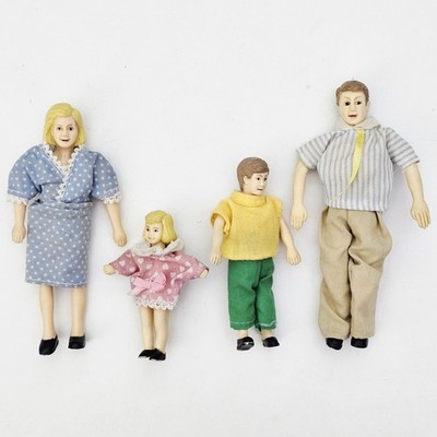Vintage LAKESHORE 1:12 Bendy Doll Family BIEGEPUPPEN Vater Mutter Kind 12cm