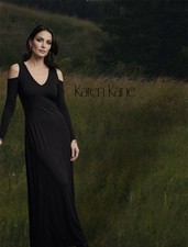 Karen Kane Black Solid Knit Maxi Dress V-Neck Sleeveless Stretch Pullover M