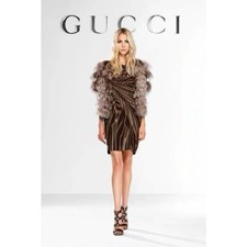 Vintage Runway Gucci by Frida Giannini Silk Asymmetrical Zebra Midi Dress 2010