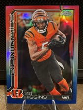 2025 Topps Chrome Tee Higgins Red White Blue Prizm. Cincinnati Bengals