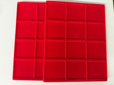 Lindner Münzbox Velourseinlage Hellrot mit 12x ca. 70 x 60 mm - 2 Stück