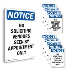 No Soliciting Vendors Seen By OSHA Notice Sign Metal Plastic, Decal 5 or 10 Pack
