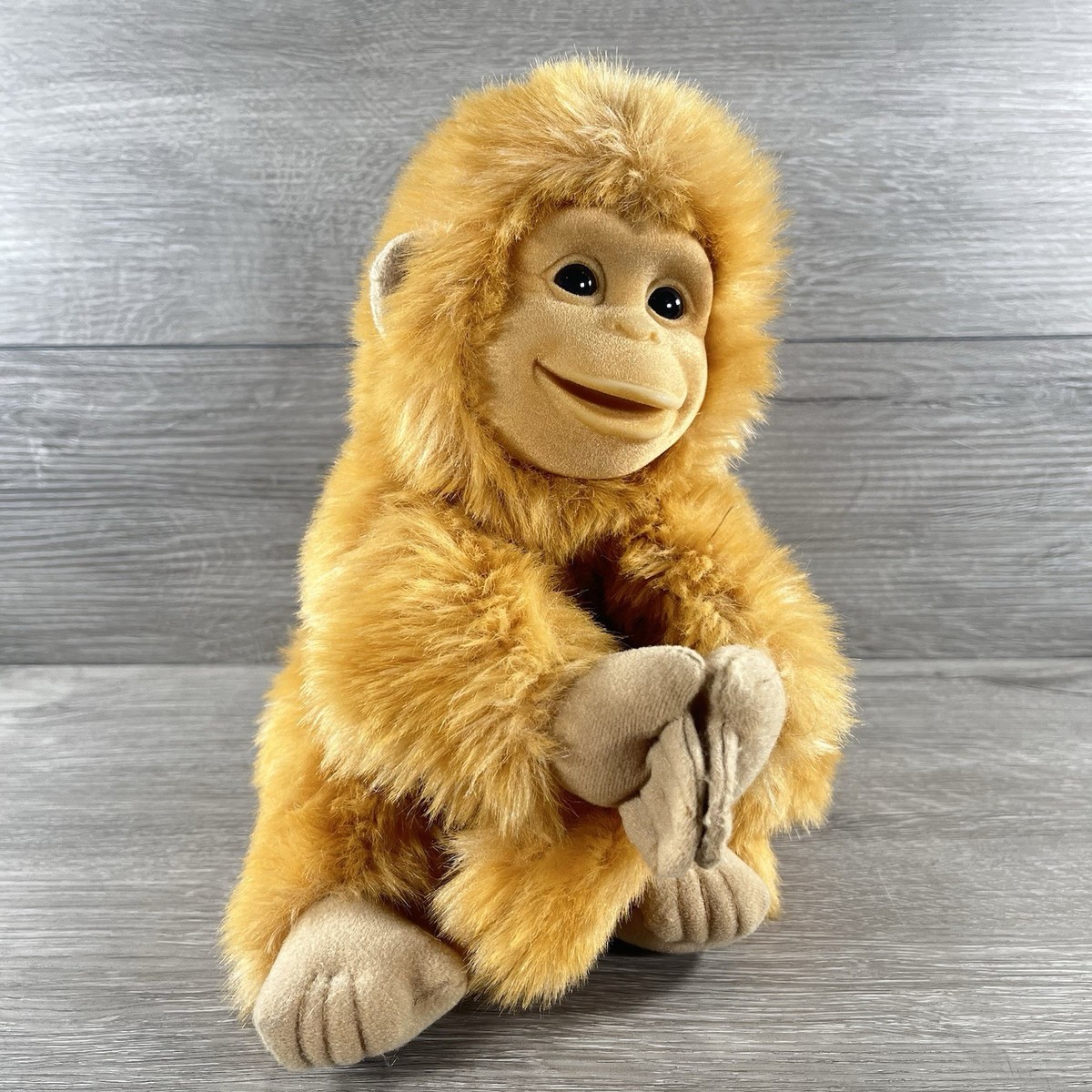 Vintage 1990's Little Monkey Lost Plush Hand Puppet Makes Noise