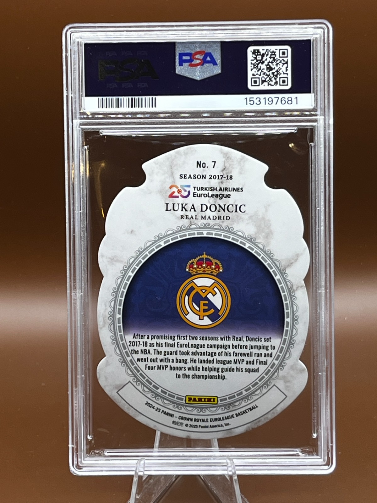 2024 Crown Royale Luka Doncic TOT-Purple PSA 10 #7/25 Jersey Number JSY# view 2