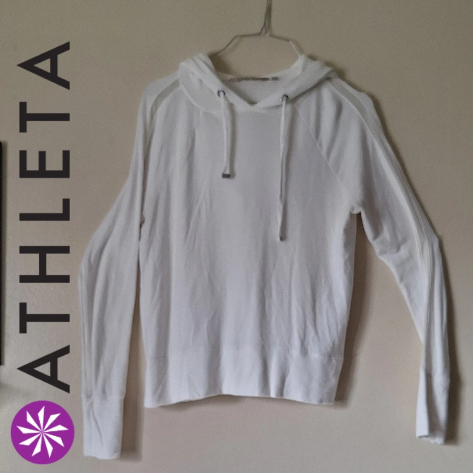 Athleta Lightweight Long Sleeve Cropped Hoodie White Size XS Fitness Activewear