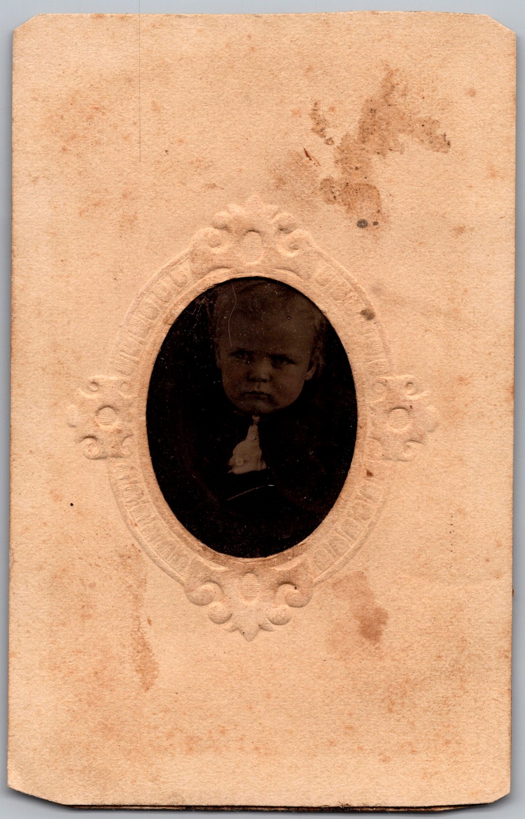 Antique 2.5X4in Tintype Circa 1880 Cute Baby Unmarked