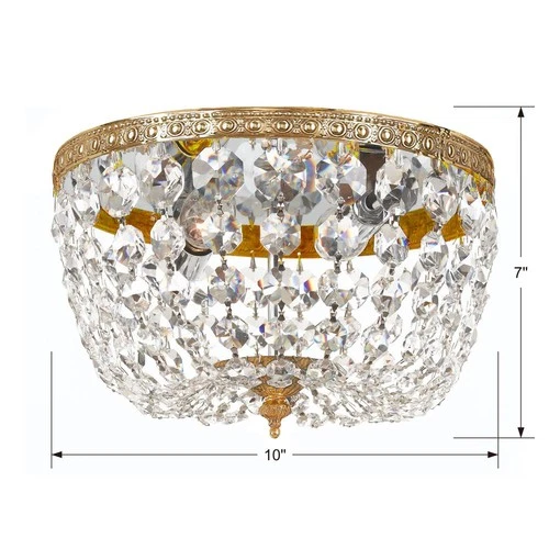 Crystorama Basket Crystal 10" Wide Brass Ceiling Light - Picture 6 of 7
