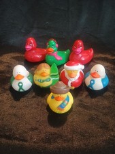 LOT OF 8 ASSORTED THEMES  SIZES RUBBER DUCKS DUCKIES JEEP DUCKING BATH TOYS