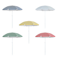 Metal Beach Parasol Umbrella UPF50+ Garden Patio Sun Shade Umbrella 1.8M x 2M