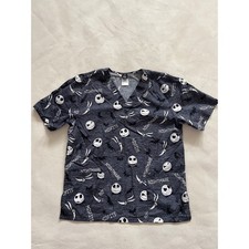 Disney Nightmare Before Christmas Jack Skellington Scrub Top Gray Medium TF606