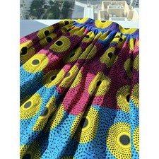 Handmade Colorful African Wax Print Midi Skirt Geometric High Waist Kidcore
