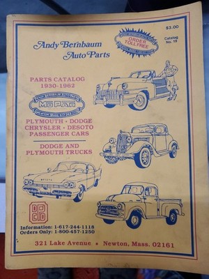 Orig Vtg 1989 Andy Bernbaum Auto Parts Catalog 1930   1962 MOPAR Cars + Trucks