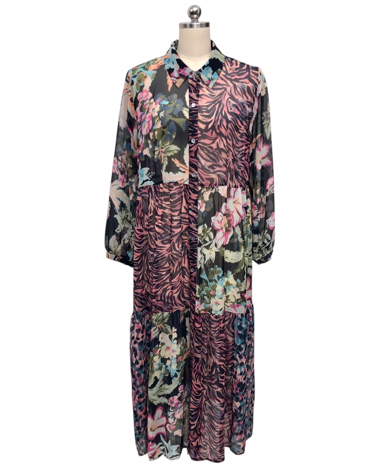 Soft Surroundings Patchwork Maxi Dress Sheer Long… - image 1