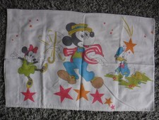 Disney PILLOW CASE Mickey-Minnie-Donald Duck 1979 Standard 31" x 20" Vintage