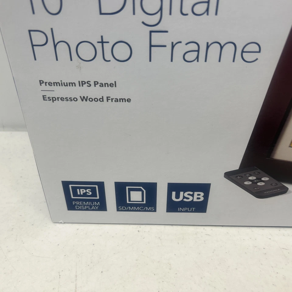 Digital Photo Frame 10" Insignia Premium IPS Panel Espresso Wood Frame New - Image 3 of 4