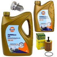 MotoröL Filter Set Gulf Formula GX 5W-40 6 Liter + Schraube FüR Audi Skoda VW