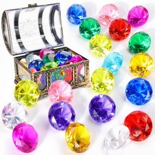 Diving gem Pool Toys Sand Toys,16 Big Colorful Diamond with Pirate Treasure C...
