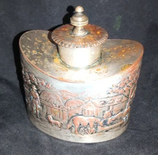 Vintage  Repousse Tea Caddy Dutch Style Farm Scene (UNKNOWN HALLMARK)