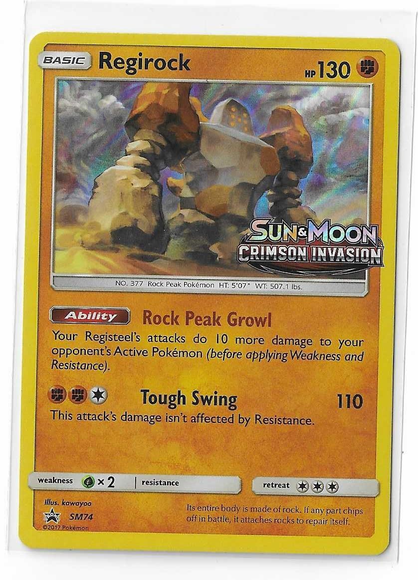 Regirock SM74 Black Star Promo Prerelease Crimson Sun & Moon Promo Pokemon NM