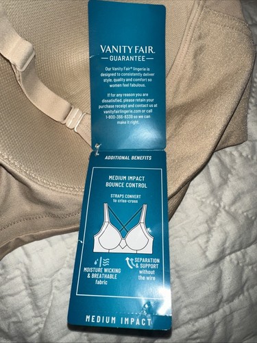 Vanity Fair Beyond Comfort Medium Impact Size XL Beige Sports Bra 72204 NWT - Picture 4 of 4