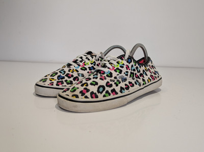 Vans Authentic Lo Pro Damen-Schnürschuhe UK 5 Neon Leopard True White Canvas