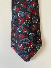 Palani Men's Necktie Tie Silk Repp Navy Blue Red Silk Geometric Made in USA 57"