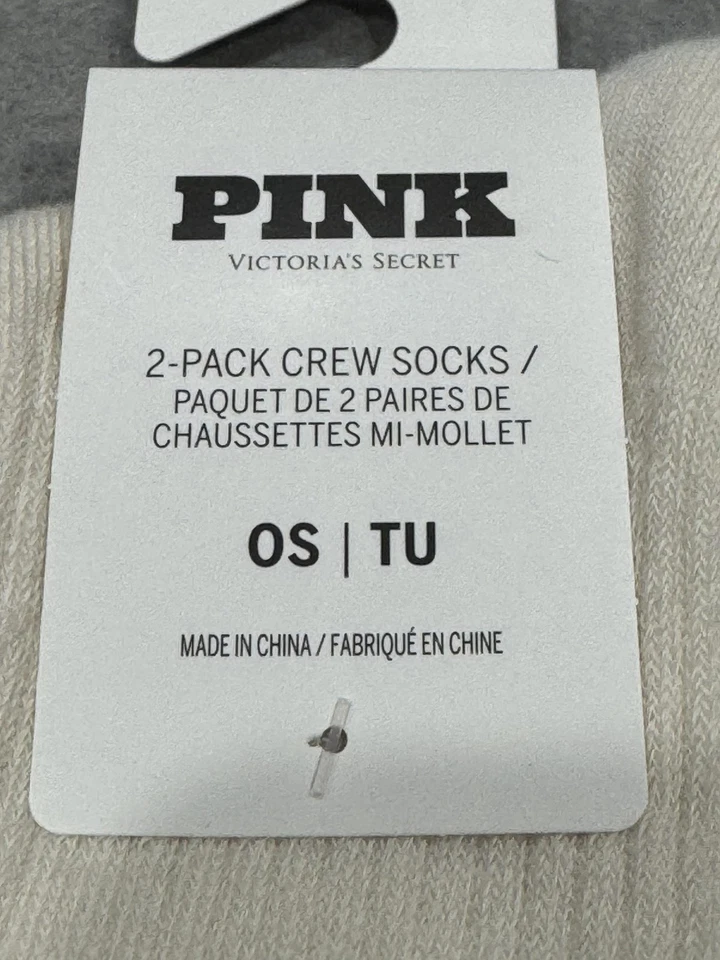 Paquete de 2 calcetines Victoria's Secret rosa para mujer talla única nuevos marrón blanco concha Foto 3 de 4