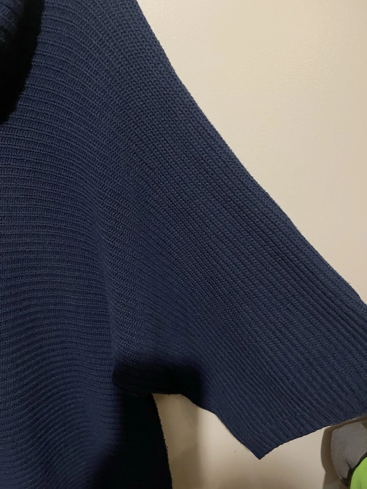 Suéter acanalado azul marino cuello alto XL Chaps para mujer Foto 4 de 4