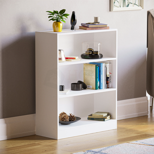 Cambridge 3 Tier Low Bookcase Display Shelving Storage Unit Wood Stand White New - Picture 1 of 7