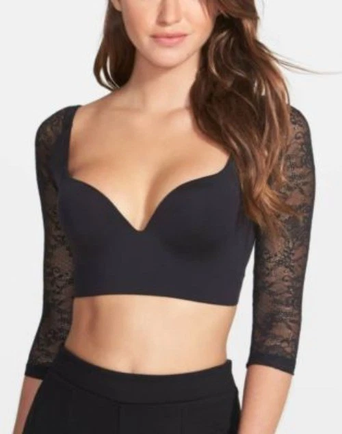 NUEVO Sujetador Cosabella Mujer 2 Trenta Betsy Negro Manga Encaje Inalámbrico Manga 3/4 Foto 2 de 4