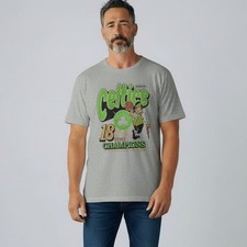 Boston Celtics 18-time Champions Graphic T-Shirt NWT Men's Sz 2XL Gray Sporty