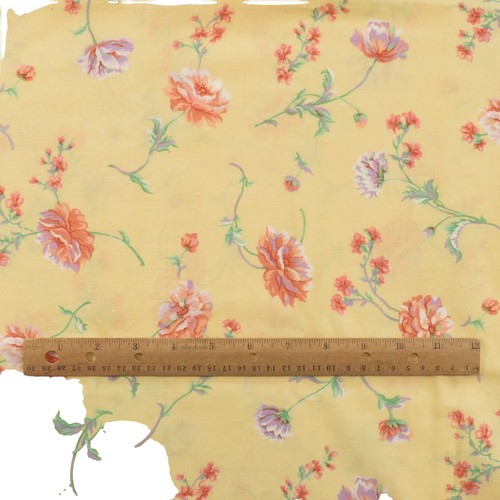 By 1/2 Yd, Vintage, Pink Blue & Green Floral on Yellow