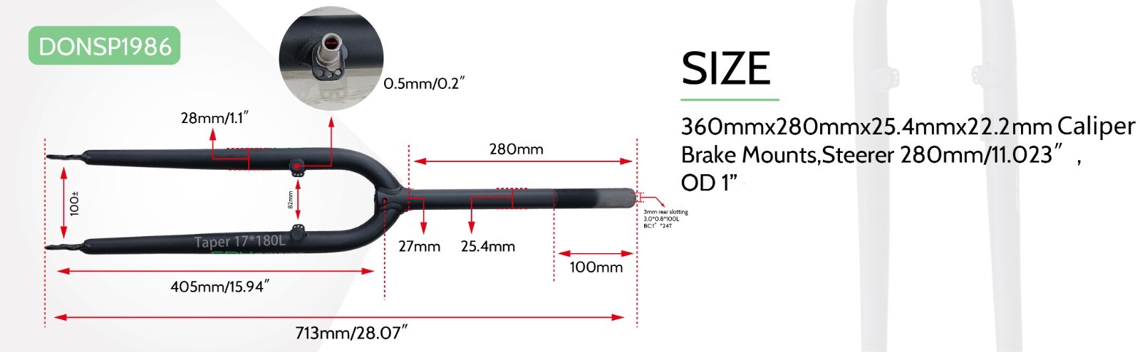 1 inch Threaded Fork 700C Fixed Bicycle MTB Road Cruiser Bike Fork-Caliper Brake
