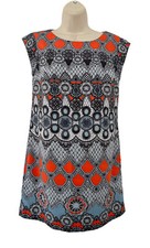 Banana Republic Factory Woman's Sz 4 Orange Blue Grey Geometric Mini Dress