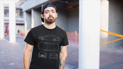 E92 335i Blueprint Bimmer Herren T-Shirt German Car Tee Shirt Technical Schematic - Video 1 von 1