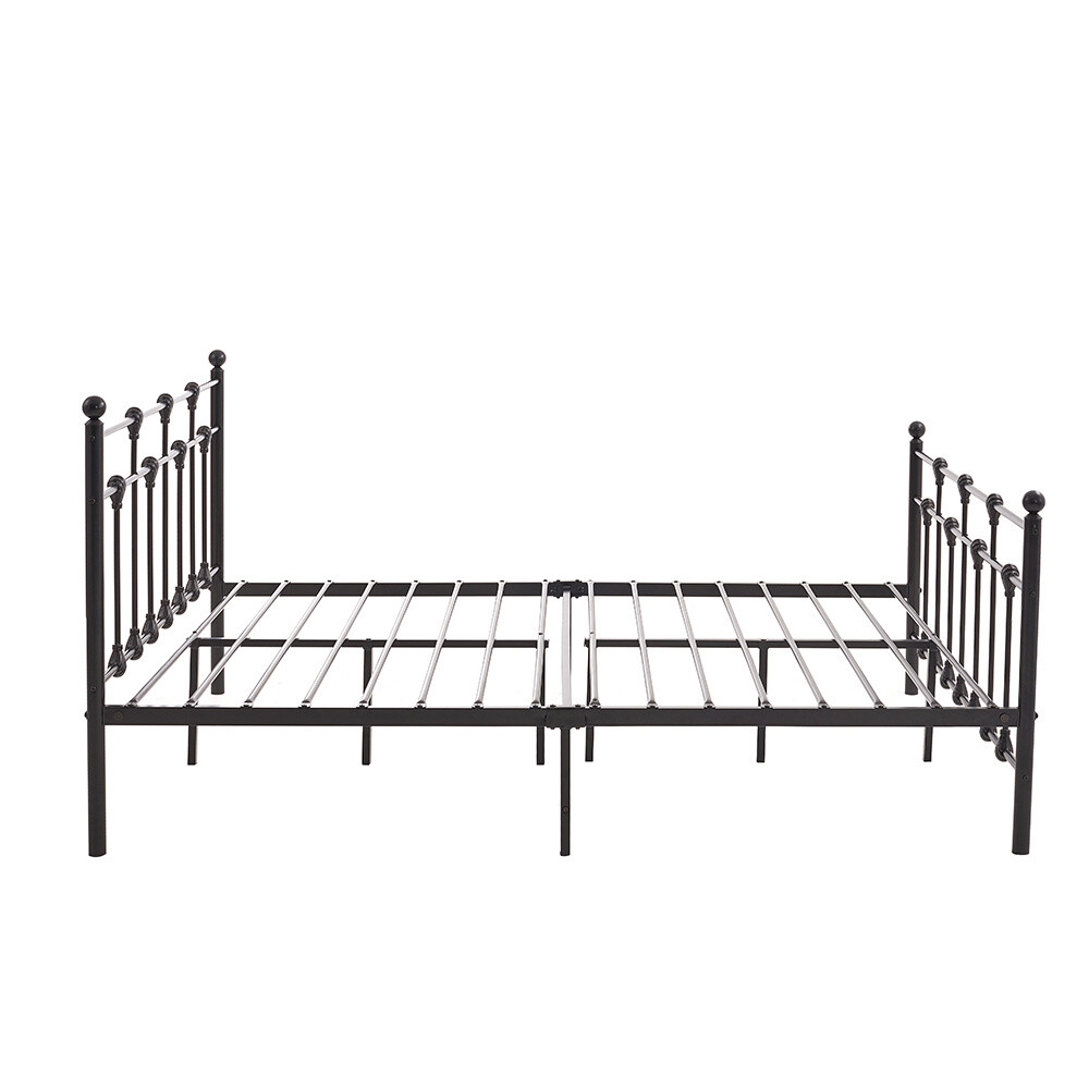 White/Black 4FT6 Double Metal Bed Frame Strong Support Bedstead Adults