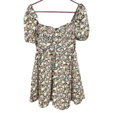 Storia Dress Women’s Small Ditsy Floral Puff Sleeve Milkmaid Cottagecore Mini
