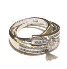 GIA 18k white gold .94ct VS2 H round diamond engagement ring wedding band 11.1g  — photo 4